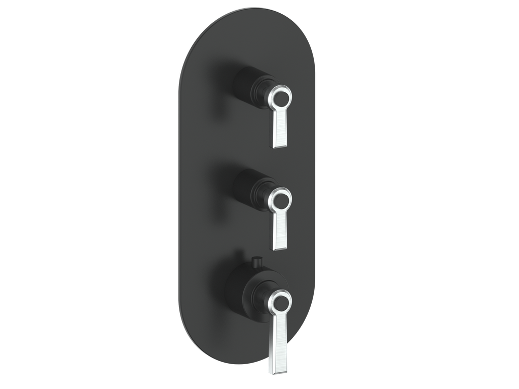 Vogt Zehn Trim for 3/4" High-Flow Thermostatic Valve with 2 Stops, Lever Handle - Stainless Steel / Matte Black (TM.Z1.250.SB)