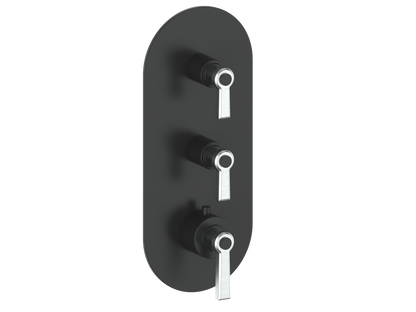 Vogt Zehn Trim for 3/4" High-Flow Thermostatic Valve with 2 Stops, Lever Handle - Stainless Steel / Matte Black (TM.Z1.250.SB)