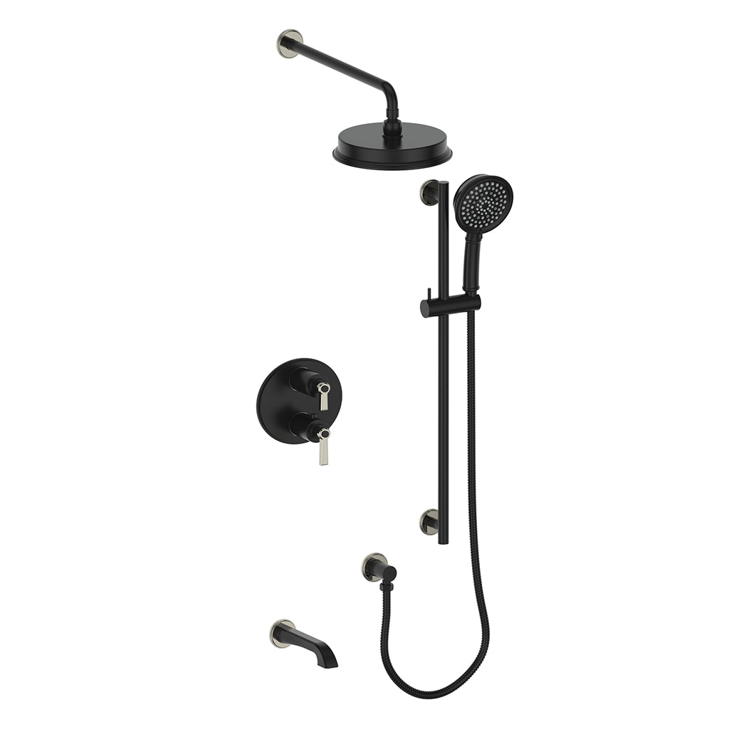 Vogt Zehn Trim for 3-Way Thermostatic Shower System, Lever Handle - Polished Nickel / Matte Black (TM.Z1.320.310.PB)