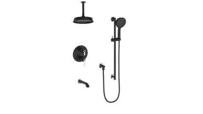 Vogt Zehn Trim for 3-Way Thermostatic Shower System with 6" Ceiling Arm, Lever Handle - Chrome / Matte Black (TM.Z1.320.316.CB)