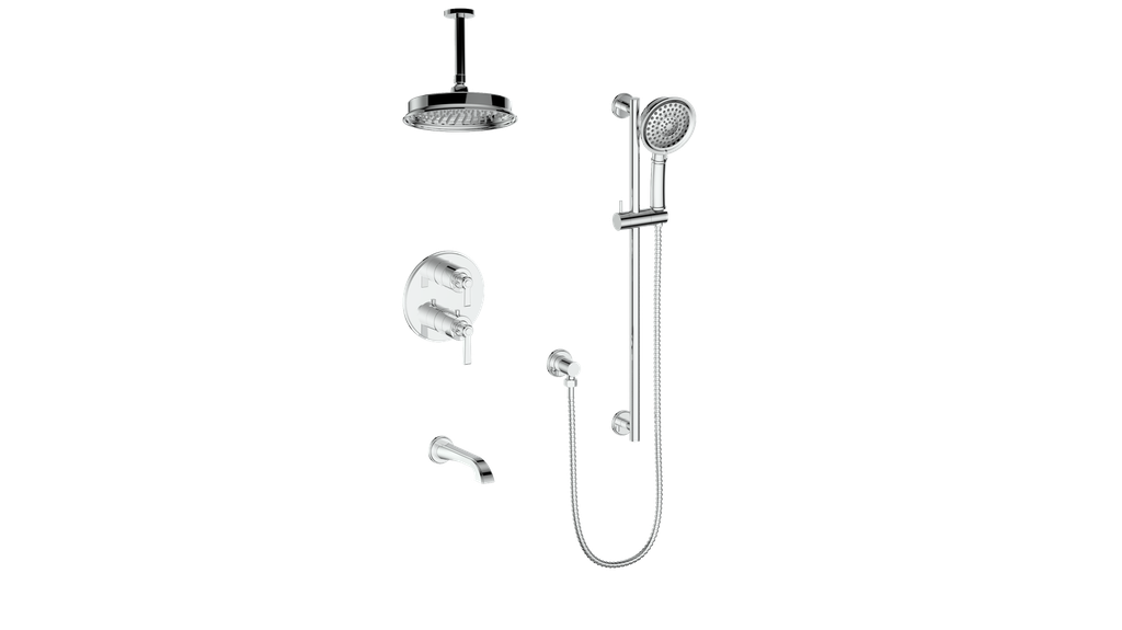 Vogt Zehn Trim for 3-Way Thermostatic Shower System with 6" Ceiling Arm, Lever Handle - Polished Chrome (TM.Z1.320.316.CC)
