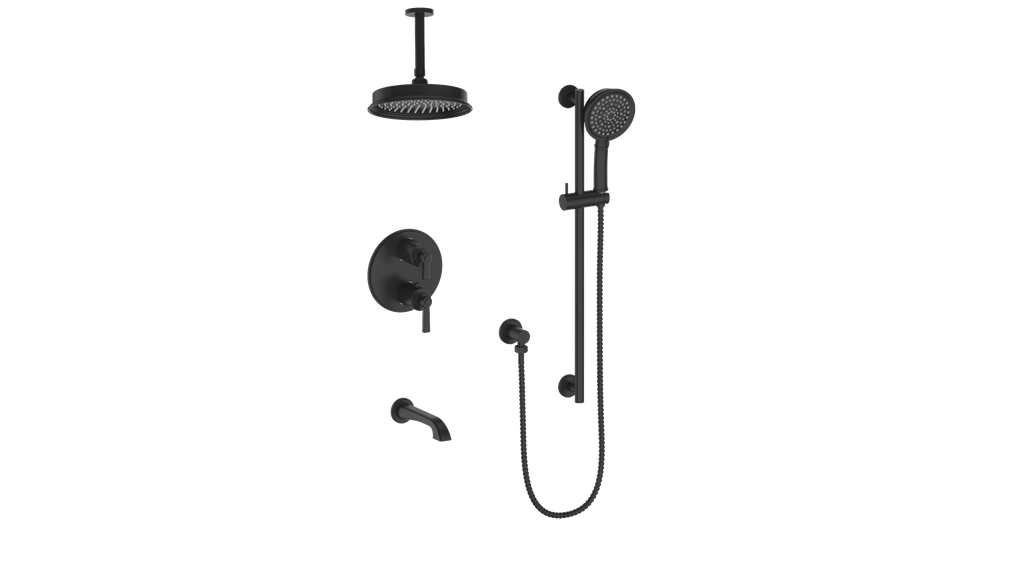Vogt Zehn Trim for 3-Way Thermostatic Shower System with 6" Ceiling Arm, Lever Handle - Matte Black (TM.Z1.320.316.MB)