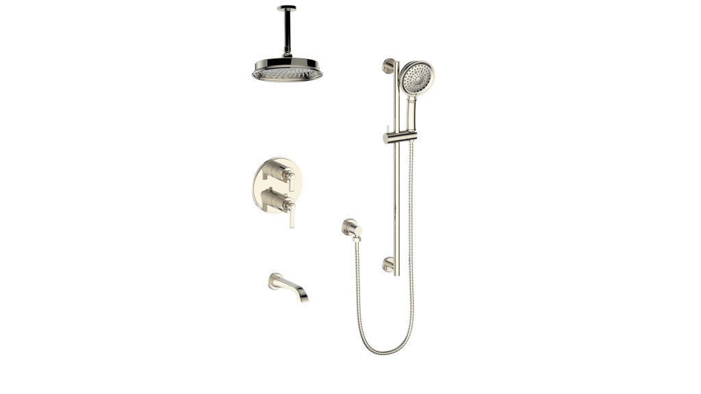 Vogt Zehn Trim for 3-Way Thermostatic Shower System with 6" Ceiling Arm, Lever Handle - Polished Nickel (TM.Z1.320.316.PN)