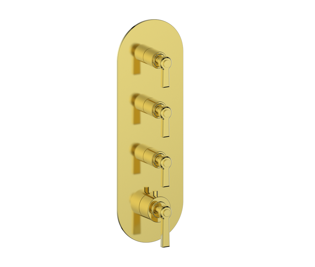 Vogt Zehn Trim for 3/4" High-Flow Thermostatic Valve with 3 Stops, Lever Handle - Brushed Gold (TM.Z1.350.BG)