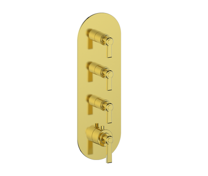 Vogt Zehn Trim for 3/4" High-Flow Thermostatic Valve with 3 Stops, Lever Handle - Brushed Gold (TM.Z1.350.BG)