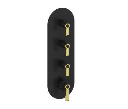 Vogt Zehn Trim for 3/4" High-Flow Thermostatic Valve with 3 Stops, Lever Handle - Brushed Gold / Matte Black (TM.Z1.350.BGB)