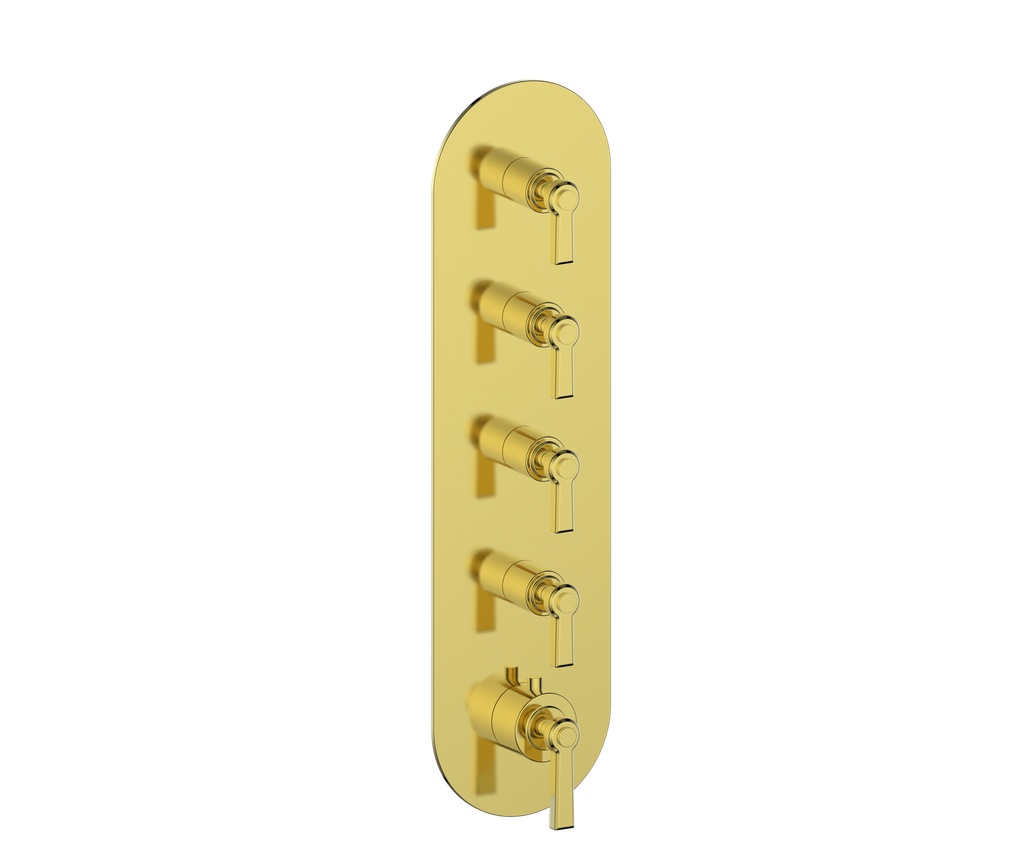 Vogt Zehn Trim for 3/4" High-Flow Thermostatic Valve with 4 Stops, Lever Handle - Brushed Gold (TM.Z1.450.BG)