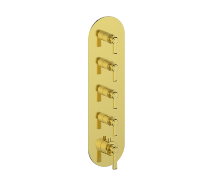 Vogt Zehn Trim for 3/4" High-Flow Thermostatic Valve with 4 Stops, Lever Handle - Brushed Gold (TM.Z1.450.BG)