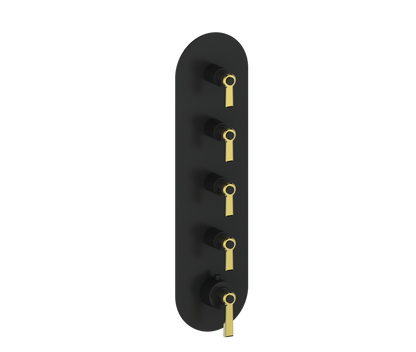 Vogt Zehn Trim for 3/4" High-Flow Thermostatic Valve with 4 Stops, Lever Handle - Brushed Gold / Matte Black (TM.Z1.450.BGB)
