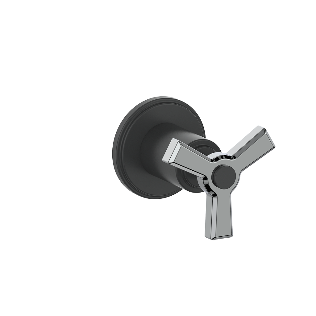 Vogt Zehn Trim for 3/4" Volume Control, 3-Spoke Handle - Chrome / Matte Black (TM.Z3.01.CB)