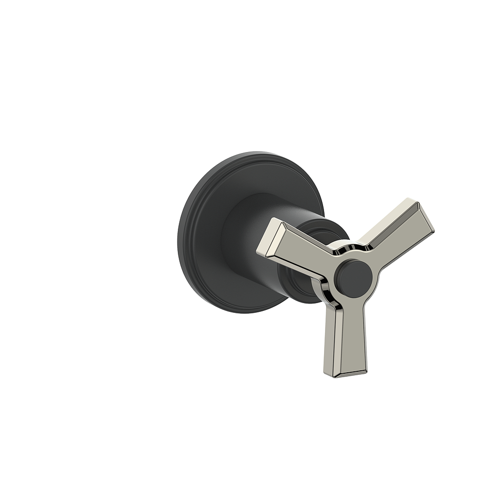 Vogt Zehn Trim for 3/4" Volume Control, 3-Spoke Handle - Polished Nickel / Matte Black (TM.Z3.01.PB)