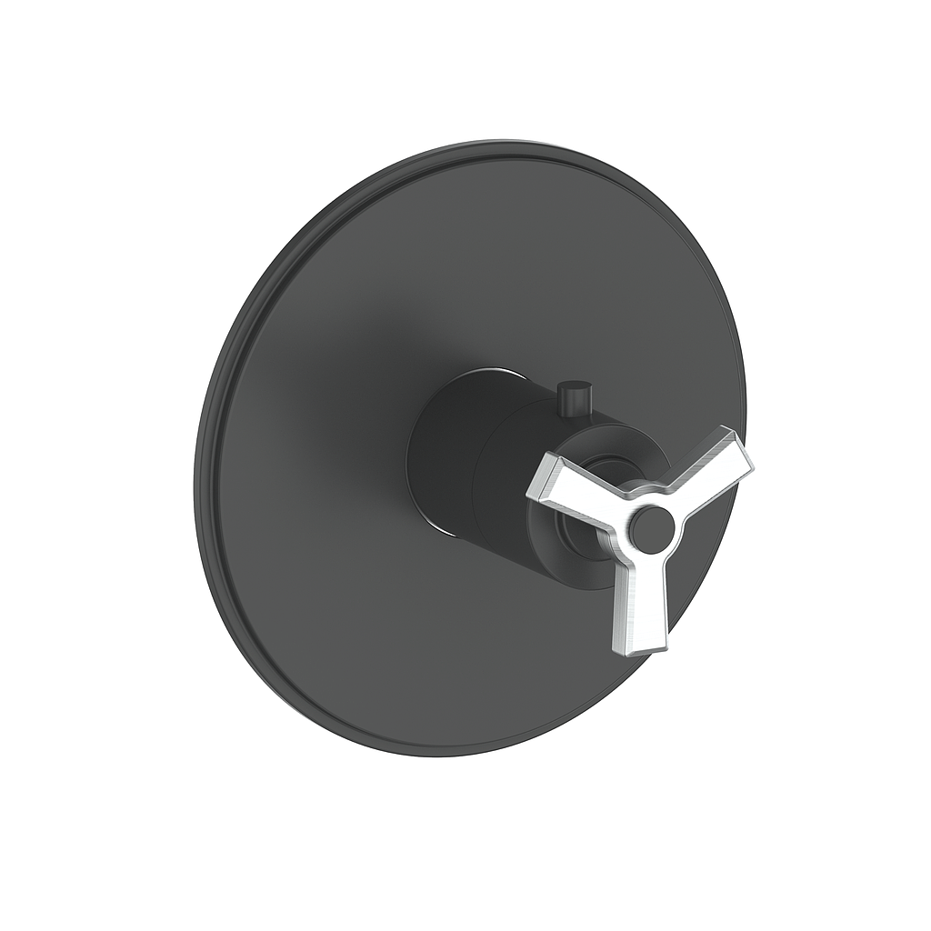 Vogt Zehn Trim for 3/4" Thermostatic Valve, 3-Spoke Handle - Stainless Steel / Matte Black (TM.Z3.140.SB)