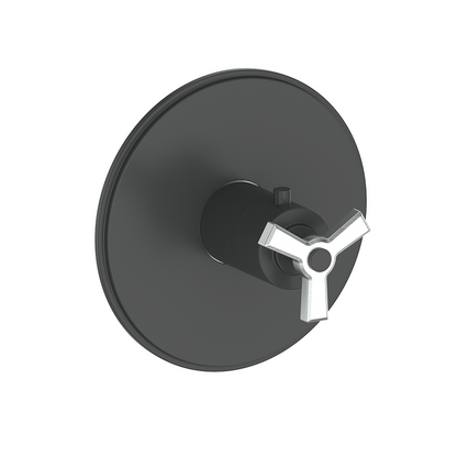 Vogt Zehn Trim for 3/4" Thermostatic Valve, 3-Spoke Handle - Stainless Steel / Matte Black (TM.Z3.140.SB)