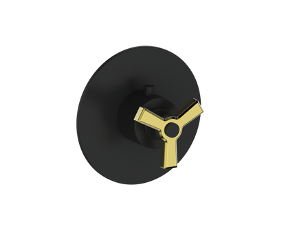 Vogt Zehn Trim for 3/4" High-Flow Thermostatic Valve, 3-Spoke Handle - Brushed Gold / Matte Black (TM.Z3.150.BGB)