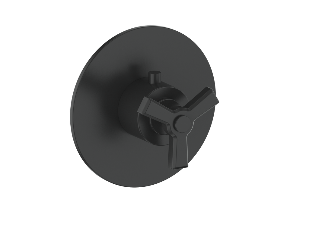 Vogt Zehn Trim for 3/4" High-Flow Thermostatic Valve, 3-Spoke Handle - Matte Black (TM.Z3.150.MB)