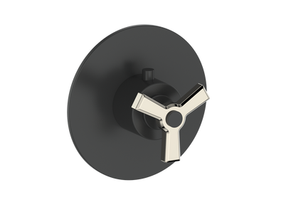 Vogt Zehn Trim for 3/4" High-Flow Thermostatic Valve, 3-Spoke Handle - Polished Nickel / Matte Black (TM.Z3.150.PB)