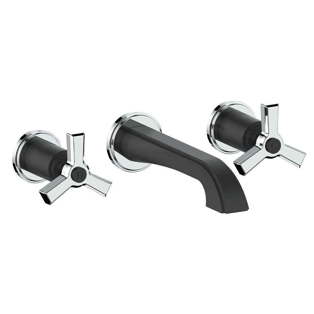 Vogt Zehn Wall Mount Lavatory Faucet Trim in Chrome & Matte Black – TM.Z3.1500.CB