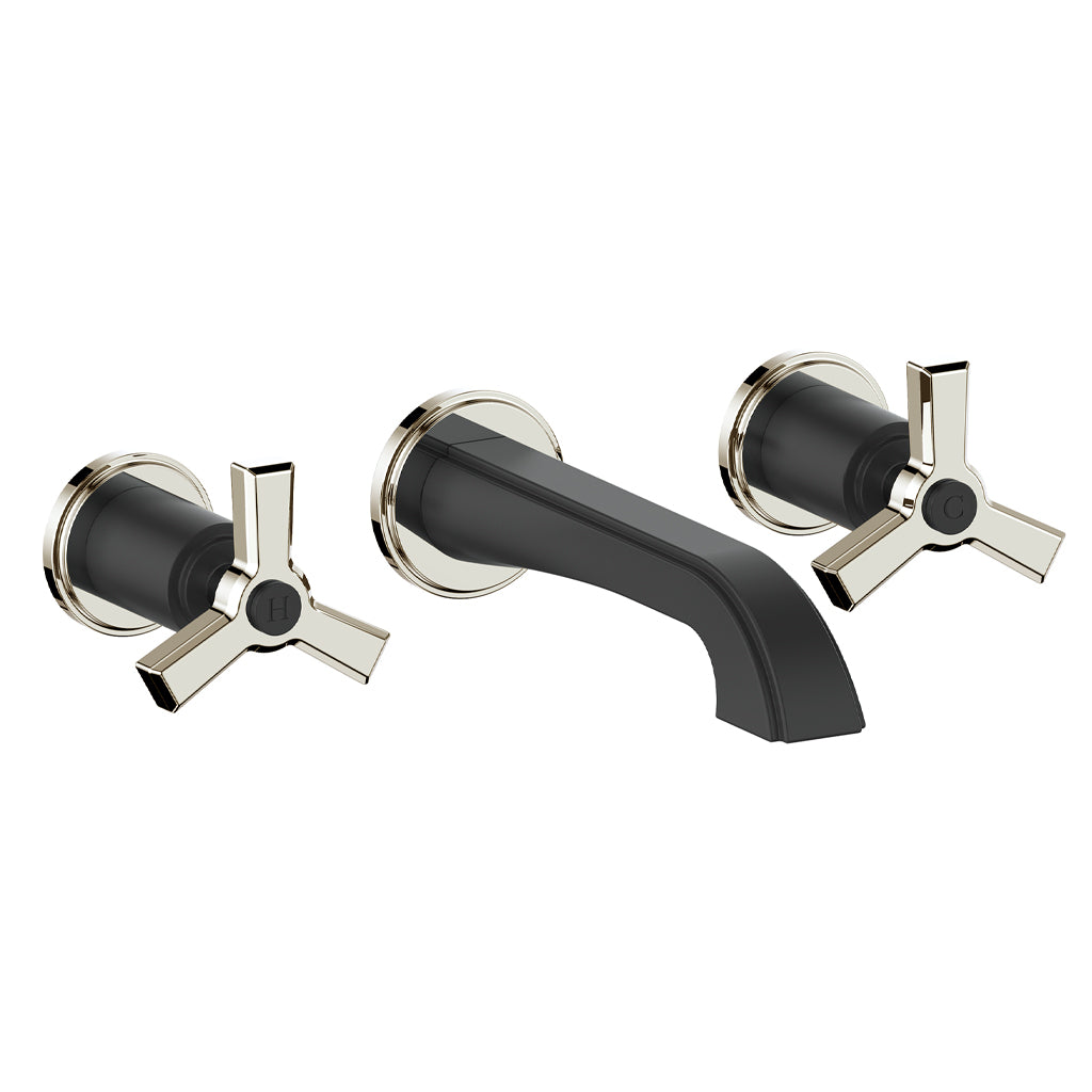 Vogt Zehn Wall Mount Lavatory Faucet Trim in Polished Nickel & Matte Black – TM.Z3.1500.PB