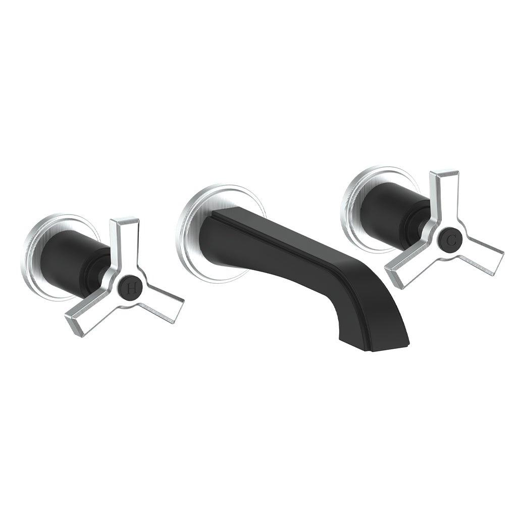 Vogt Zehn Wall Mount Lavatory Faucet Trim in Stainless Steel & Matte Black – TM.Z3.1500.SB