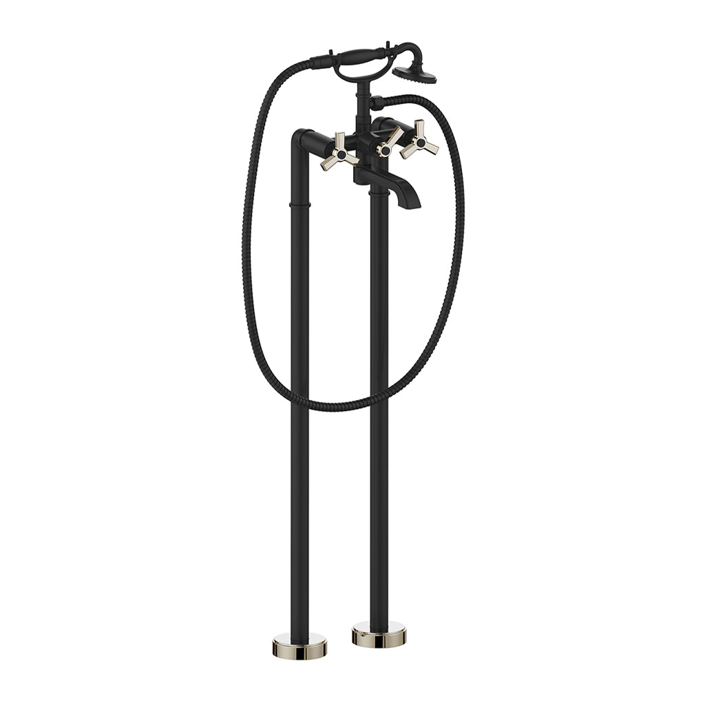 Vogt Zehn Floor Mount Tub Filler Trim in Polished Nickel & Matte Black – TM.Z3.2100.PB