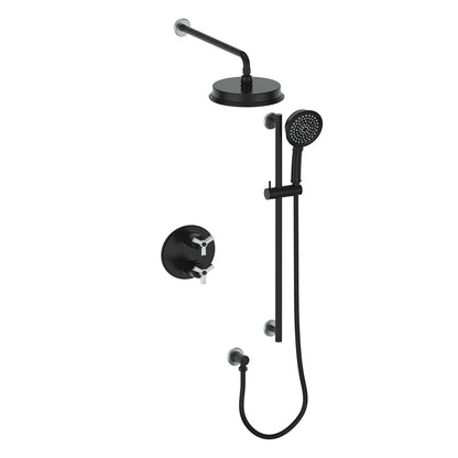 Vogt Zehn 2-Way Thermostatic Shower System Trim in Stainless Steel & Matte Black – TM.Z3.220.210.SB