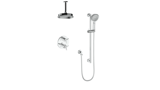 Vogt Zehn 2-Way Thermostatic Shower System Trim with 6" Ceiling Arm in Polished Chrome – TM.Z3.220.216.CC