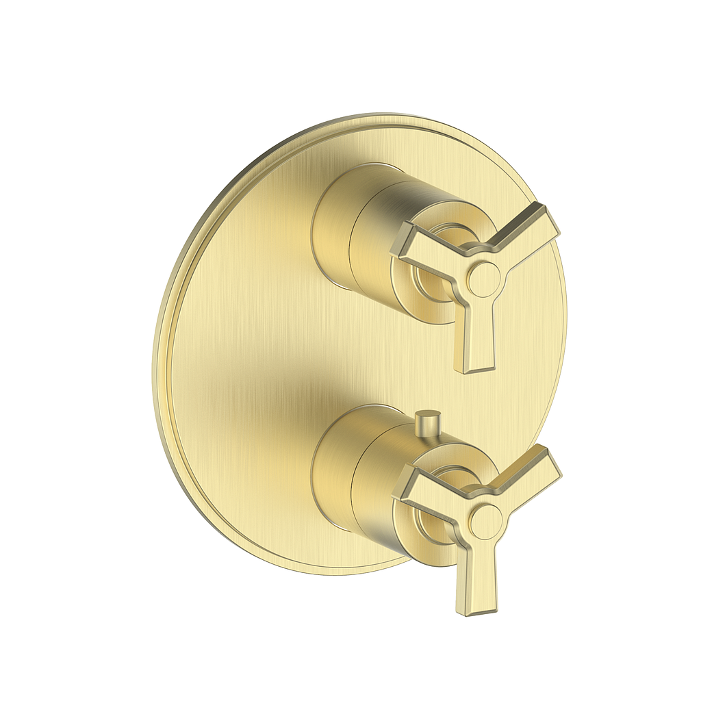 Vogt Zehn Trim for 2-Way Thermostatic Valve, 3-Spoke Handle - Brushed Gold (TM.Z3.220.BG)