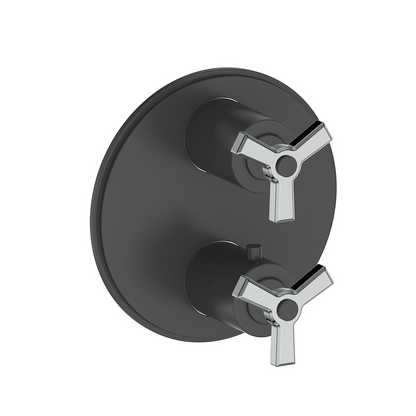 Vogt Zehn Trim for 2-Way Thermostatic Valve, 3-Spoke Handle - Chrome / Matte Black (TM.Z3.220.CB)