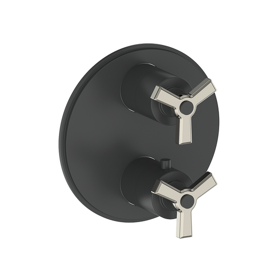 Vogt Zehn Trim for 2-Way Thermostatic Valve, 3-Spoke Handle - Polished Nickel / Matte Black (TM.Z3.220.PB)