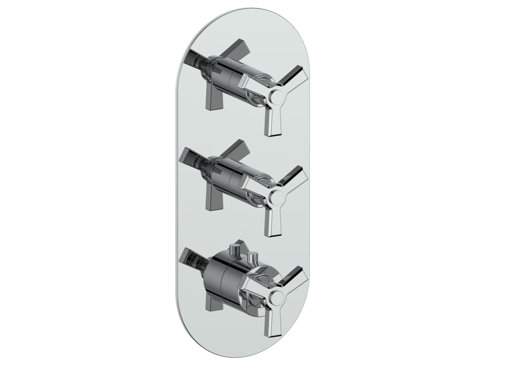 Vogt Zehn Trim for 3/4" High-Flow Thermostatic Valve with 2 Stops, 3-Spoke Handle - Polished Chrome (TM.Z3.250.CC)