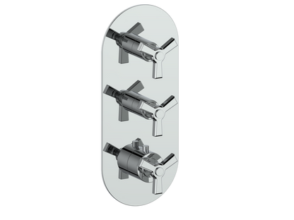 Vogt Zehn Trim for 3/4" High-Flow Thermostatic Valve with 2 Stops, 3-Spoke Handle - Polished Chrome (TM.Z3.250.CC)