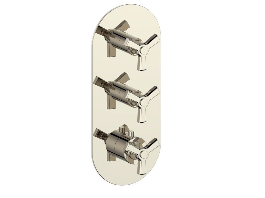 Vogt Zehn Trim for 3/4" High-Flow Thermostatic Valve with 2 Stops, 3-Spoke Handle - Polished Nickel (TM.Z3.250.PN)