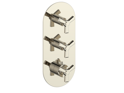 Vogt Zehn Trim for 3/4" High-Flow Thermostatic Valve with 2 Stops, 3-Spoke Handle - Polished Nickel (TM.Z3.250.PN)