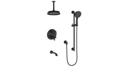 Vogt Zehn Trim for 3-Way Thermostatic Shower System with 6" Ceiling Arm, 3-Spoke Handle - Matte Black (TM.Z3.320.316.MB)