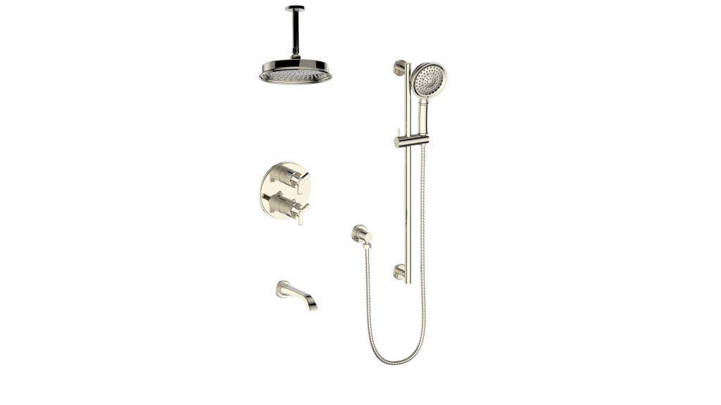 Vogt Zehn Trim for 3-Way Thermostatic Shower System with 6" Ceiling Arm, 3-Spoke Handle - Polished Nickel (TM.Z3.320.316.PN)