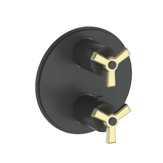 Vogt Zehn Trim for 3-Way Thermostatic Valve, 3-Spoke Handle - Brushed Gold / Matte Black (TM.Z3.320.BGB)
