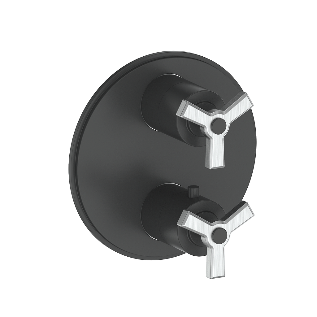 Vogt Zehn Trim for 3-Way Thermostatic Valve, 3-Spoke Handle - Stainless Steel / Matte Black (TM.Z3.320.SB)