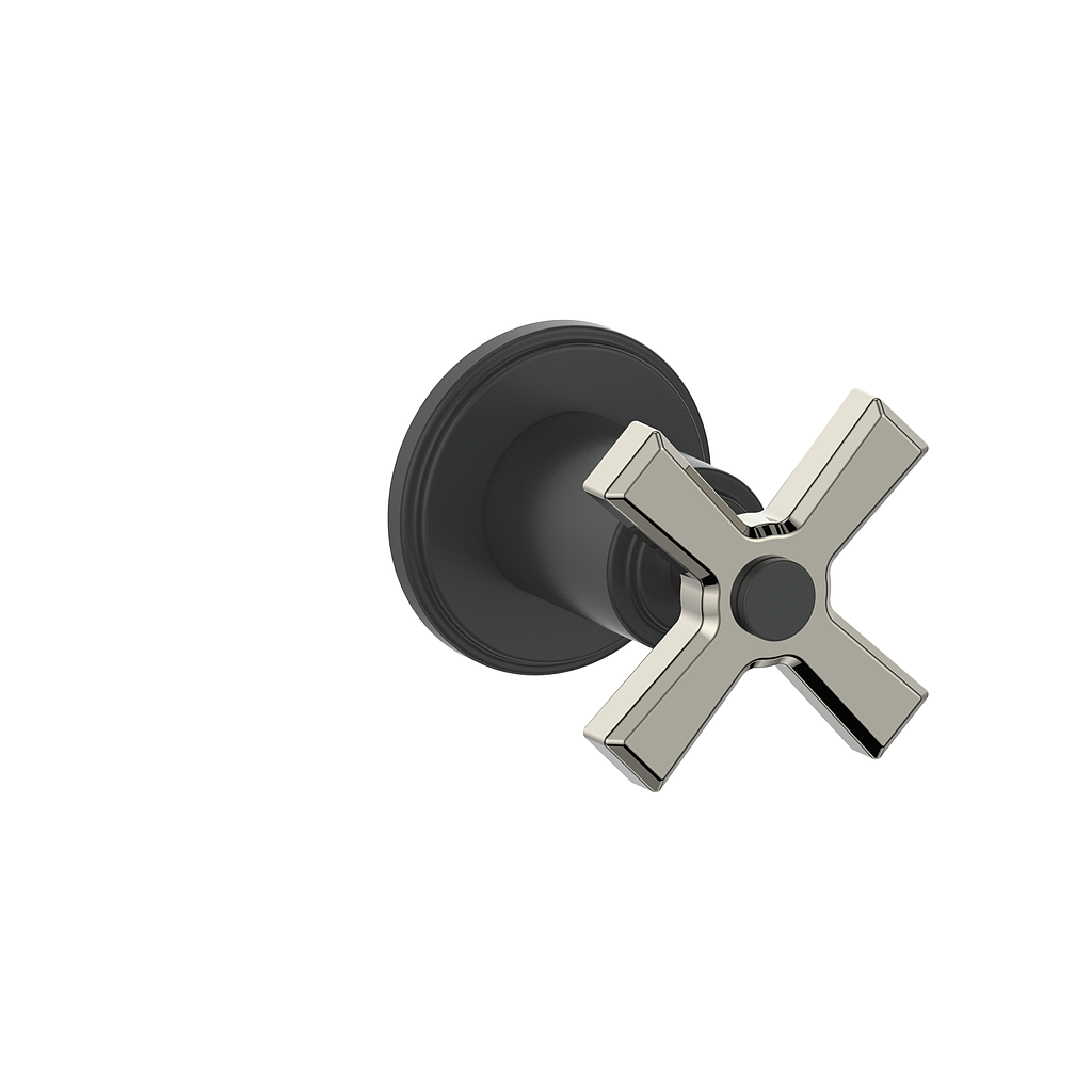 Vogt Zehn Trim for 3/4" Volume Control, 4-Spoke Handle - Polished Nickel / Matte Black (TM.Z4.01.PB)