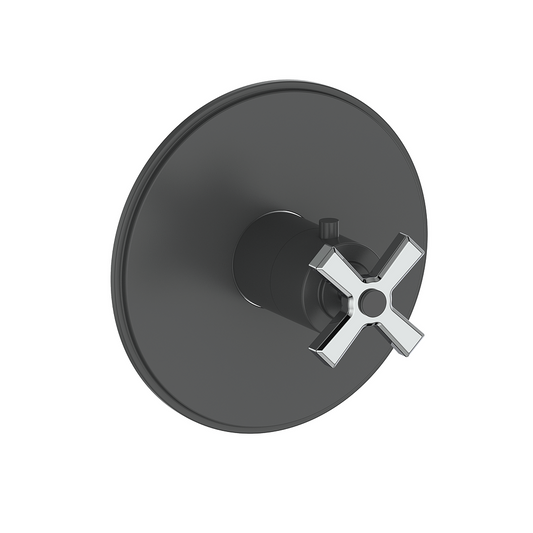 Vogt Zehn Trim for 3/4" Thermostatic Valve, 4-Spoke Handle - Chrome / Matte Black (TM.Z4.140.CB)