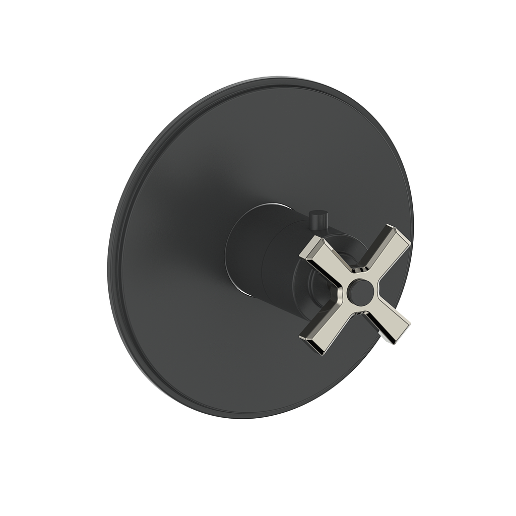 Vogt Zehn Trim for 3/4" Thermostatic Valve, 4-Spoke Handle - Polished Nickel / Matte Black (TM.Z4.140.PB)