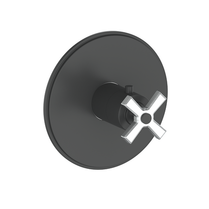 Vogt Zehn Trim for 3/4" Thermostatic Valve, 4-Spoke Handle - Stainless Steel / Matte Black (TM.Z4.140.SB)