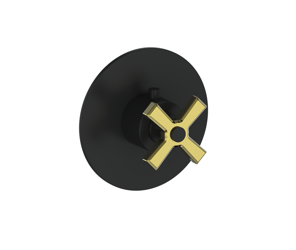 Vogt Zehn Trim for 3/4" High-Flow Thermostatic Valve, 4-Spoke Handle - Brushed Gold / Matte Black (TM.Z4.150.BGB)
