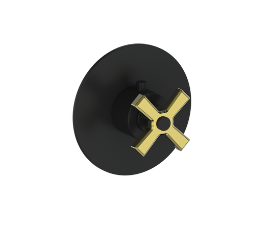Vogt Zehn Trim for 3/4" High-Flow Thermostatic Valve, 4-Spoke Handle - Brushed Gold / Matte Black (TM.Z4.150.BGB)