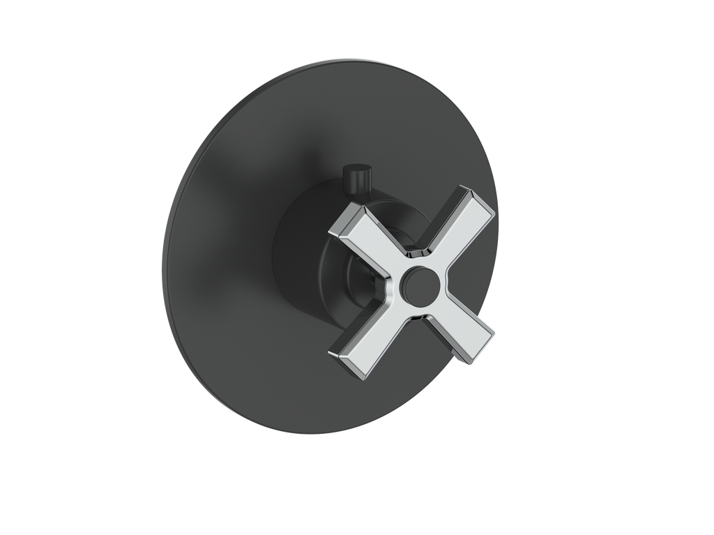 Vogt Zehn Trim for 3/4" High-Flow Thermostatic Valve, 4-Spoke Handle - Chrome / Matte Black (TM.Z4.150.CB)
