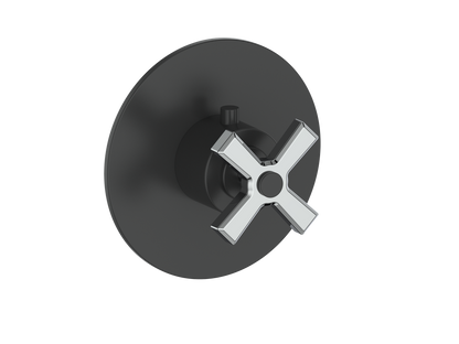 Vogt Zehn Trim for 3/4" High-Flow Thermostatic Valve, 4-Spoke Handle - Chrome / Matte Black (TM.Z4.150.CB)