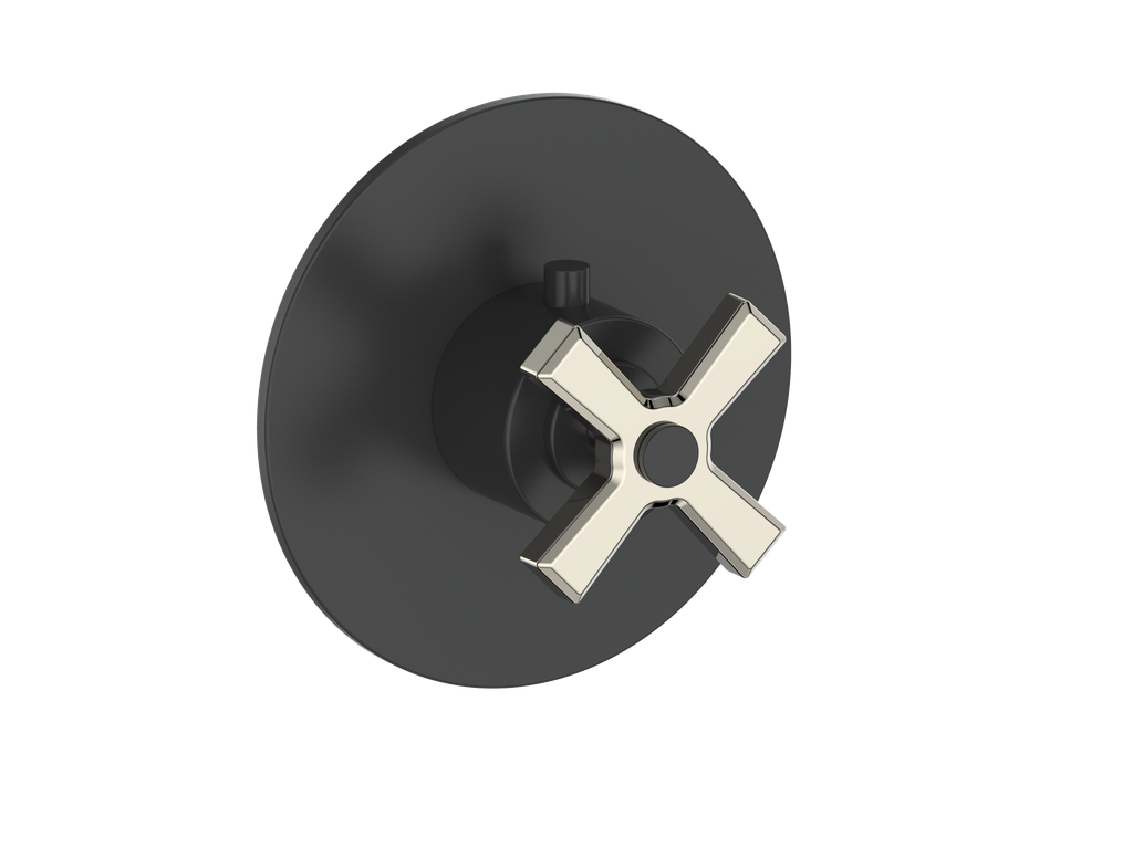 Vogt Zehn Trim for 3/4" High-Flow Thermostatic Valve, 4-Spoke Handle - Polished Nickel / Matte Black (TM.Z4.150.PB)