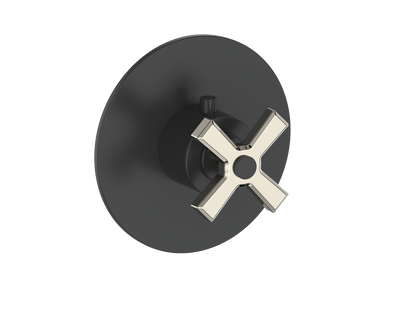 Vogt Zehn Trim for 3/4" High-Flow Thermostatic Valve, 4-Spoke Handle - Polished Nickel / Matte Black (TM.Z4.150.PB)