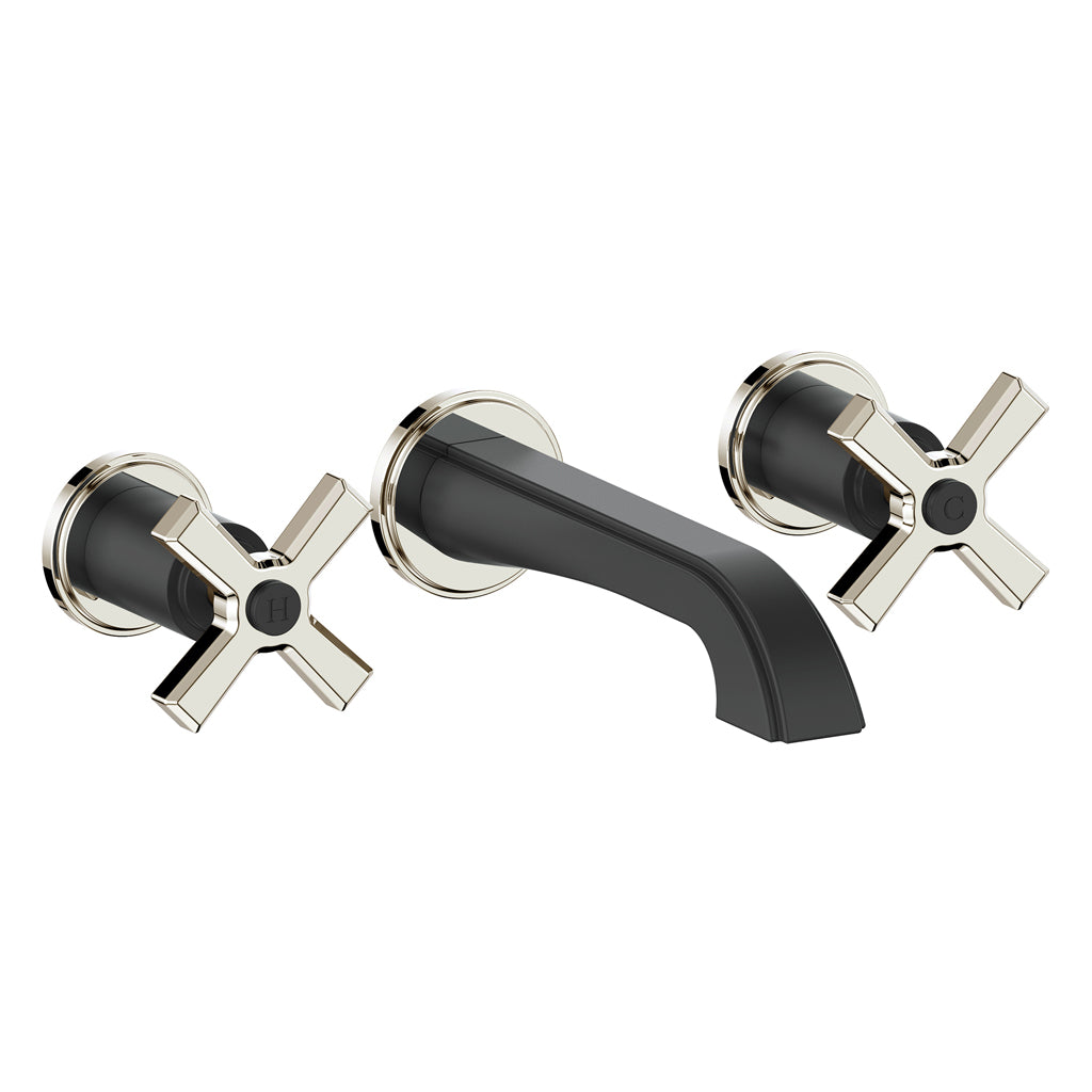Vogt Zehn Wall Mount Lavatory Faucet Trim in Polished Nickel & Matte Black – TM.Z4.1500.PB
