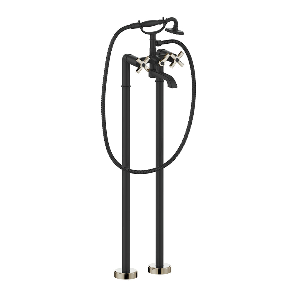 Vogt Zehn Floor Mount Tub Filler Trim in Polished Nickel & Matte Black – TM.Z4.2100.PB