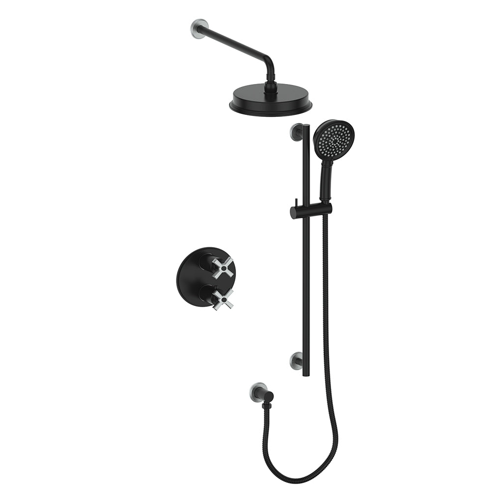 Vogt Zehn 2-Way Thermostatic Shower System Trim in Stainless Steel & Matte Black – TM.Z4.220.210.SB